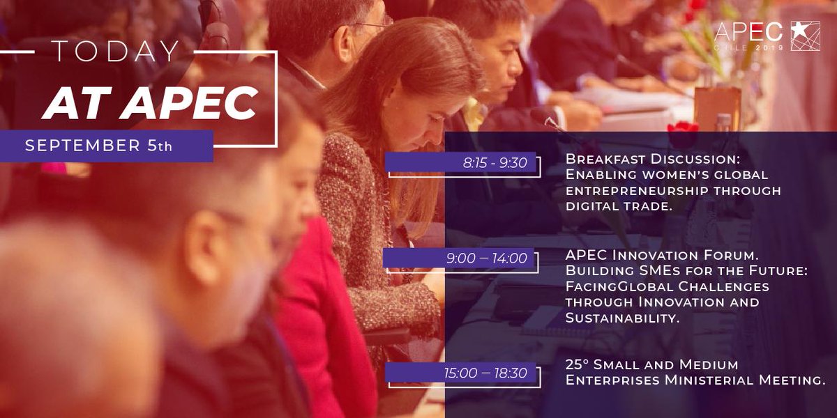 APECChile2019's tweet photo. Innovation, sustainability and development at service of the entrepreneurs. Check out what´s happening today at #APECPyme2019 #APECChile2019 https://t.co/mWxq6ycY1G