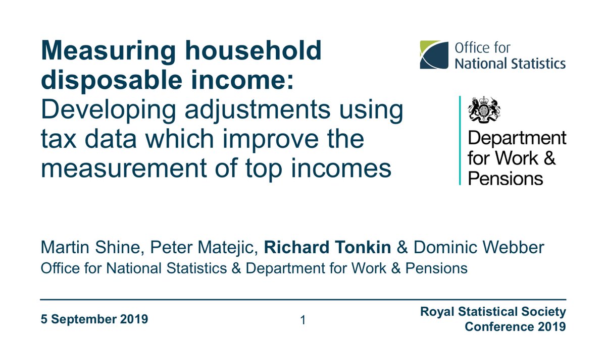 richt2's tweet image. Great opportunity to present at #RSSConf2019 today on how we&apos;re using tax data to improve the measurement of income inequality @ONS - you can see our slides here: slideshare.net/RichardTonkin3…