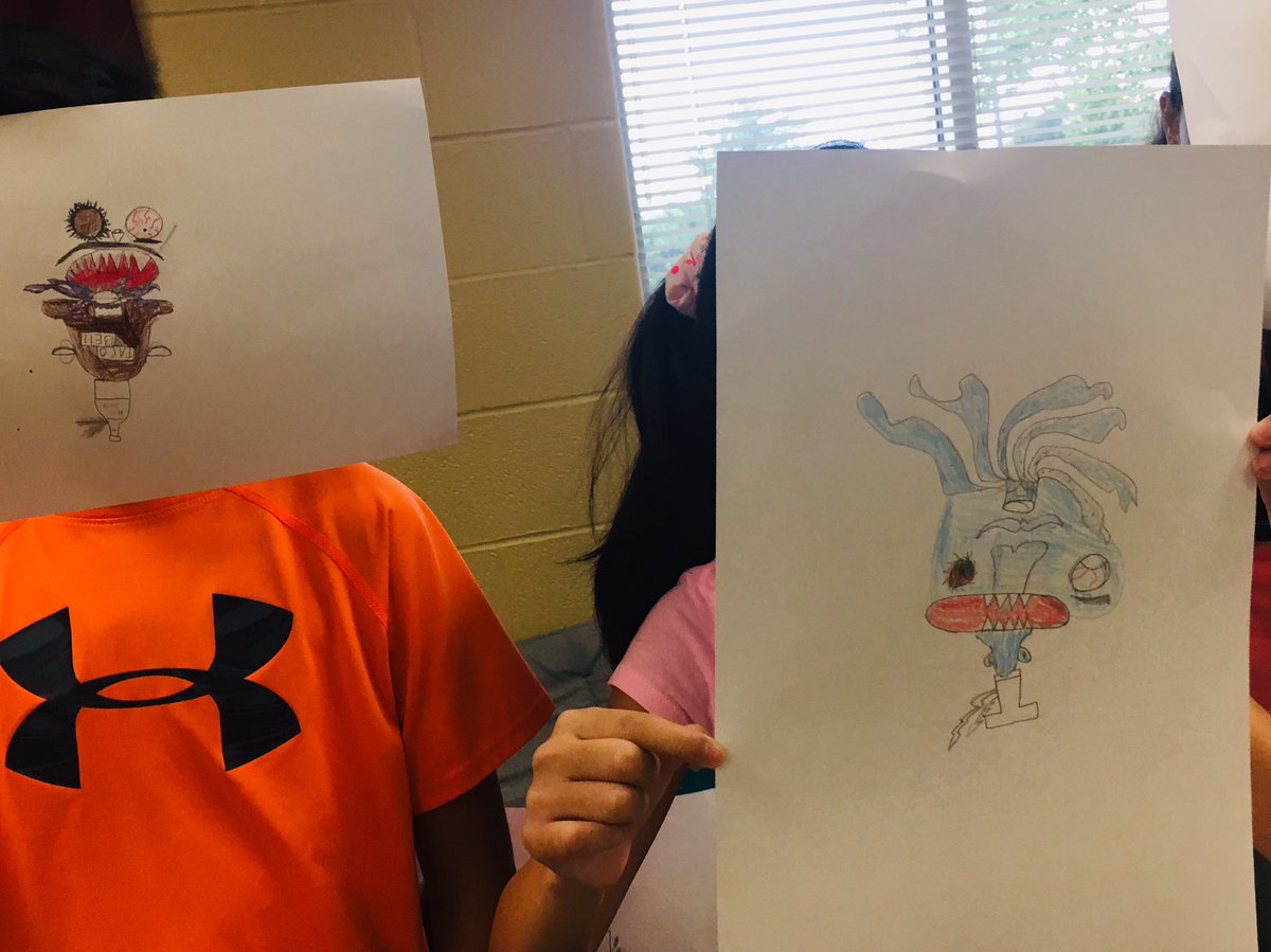 StaggSavannah's tweet photo. Making monsters through active listening...The kids realized the importance of details and different perspectives! #CarnahanTribe https://t.co/qJsIW6kWlE