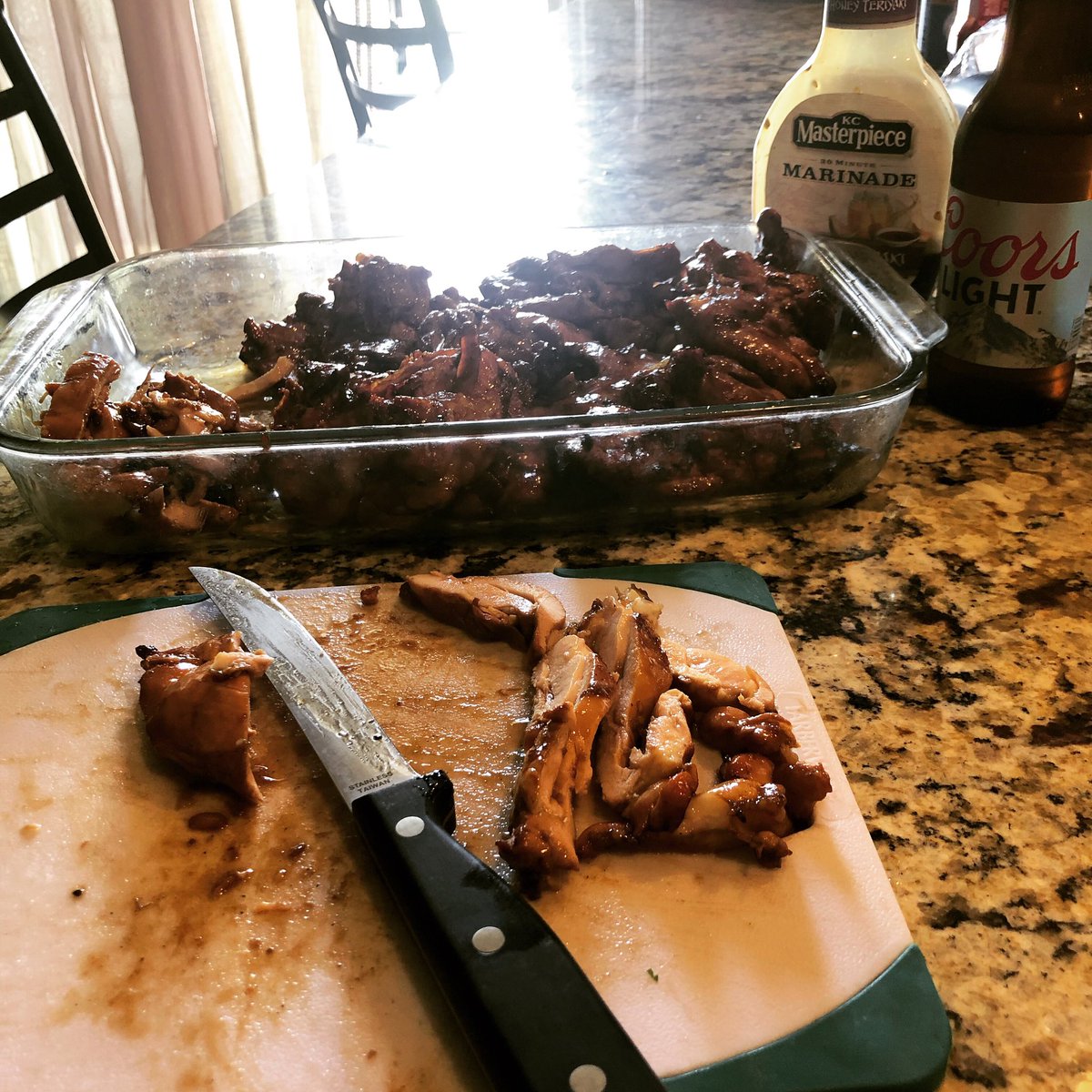 TheBdubAmerican's tweet photo. Some of my favorite things in one picture! #coorslight #kcmasterpiece #teryakichicken #BBQ #getoutside #backwoodsamerica #thatcampinglife #meateater #delicious https://t.co/lVsKlJAMpz