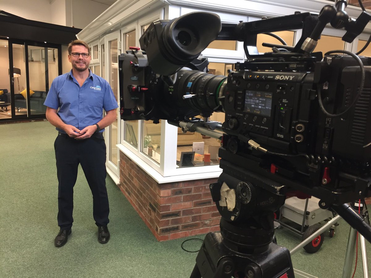 ClearviewHome's tweet photo. Filming today with @Appleheadmedia in our Leyland showroom for the brand new TV commercials.  Look out for us on ⁦@ITVGranadaTV⁩ very soon! 🎥🎬😀 https://t.co/z4e12OIwtX