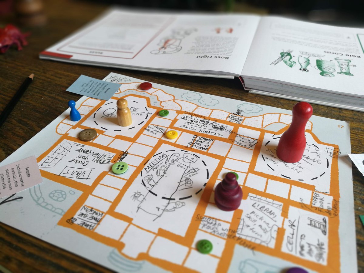 Board Games To Create And Play, the game design doodle book I've made with @vivschwarz, is available to preorder. Add rules, doodles and household objects to a pad of blank boards to make games about anything. Out October 3rd from <a href="/PavilionBooks/">Pavilion Books</a>. pavilionbooks.com/book/board-gam…