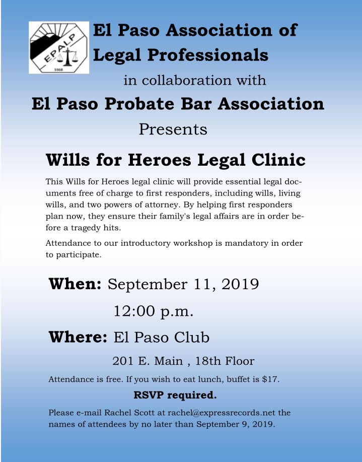 IAFF_L51's tweet image. Do you have a will?  Need one? This legal clinic will get you started.
#FirstResponders #EPFD #local51