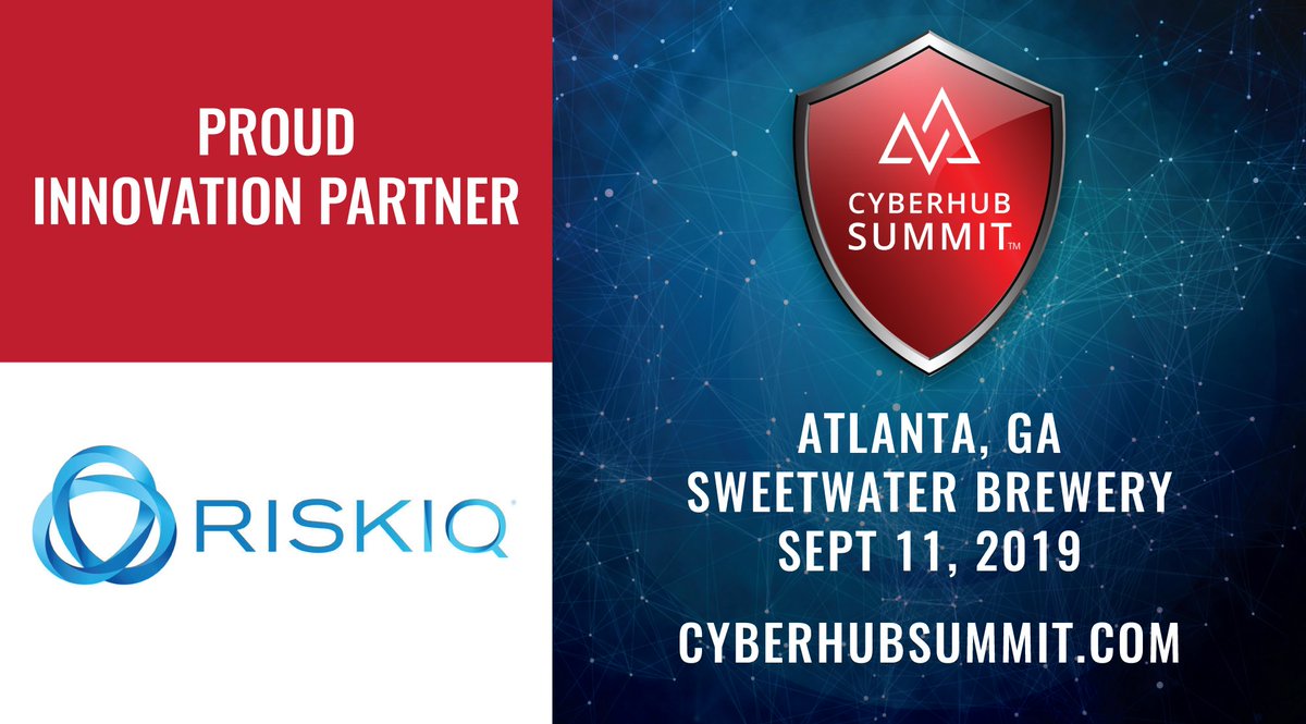 We are excited to announce our gold sponsor <a href="/RiskIQ/">RiskIQ</a> will be joining us on September 11, 2019 and will be taking an active part of our cyber activities.

Registration Ends Tomorrow: cyberhubsummit.com/cyberhub-summi…

#CISO #CIO #CEO #CTO #COO #CMO #Cybersecurity #InfoSec #Conference