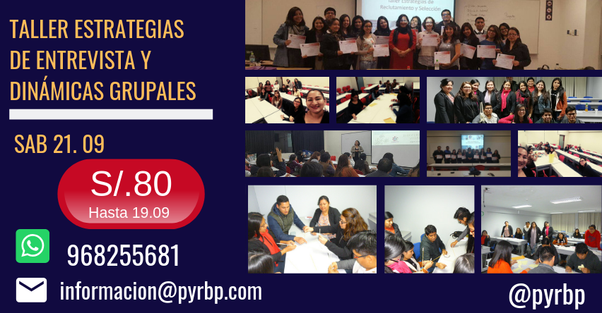 PyRBusinessP's tweet photo. En @PyRBusinessP  tenemos Talleres especializados para tí que eres #reclutador #asistentederrhh , trabajas en #rrhh #recursoshumanos 
En #Septiembre este 21 tenemos el Taller Estrategias de Entrevista y Dinámicas Grupales a cargo de #RocioSuarez .
Trabajaremos la #MetodogiaSTAR https://t.co/JcwVIFYQCo