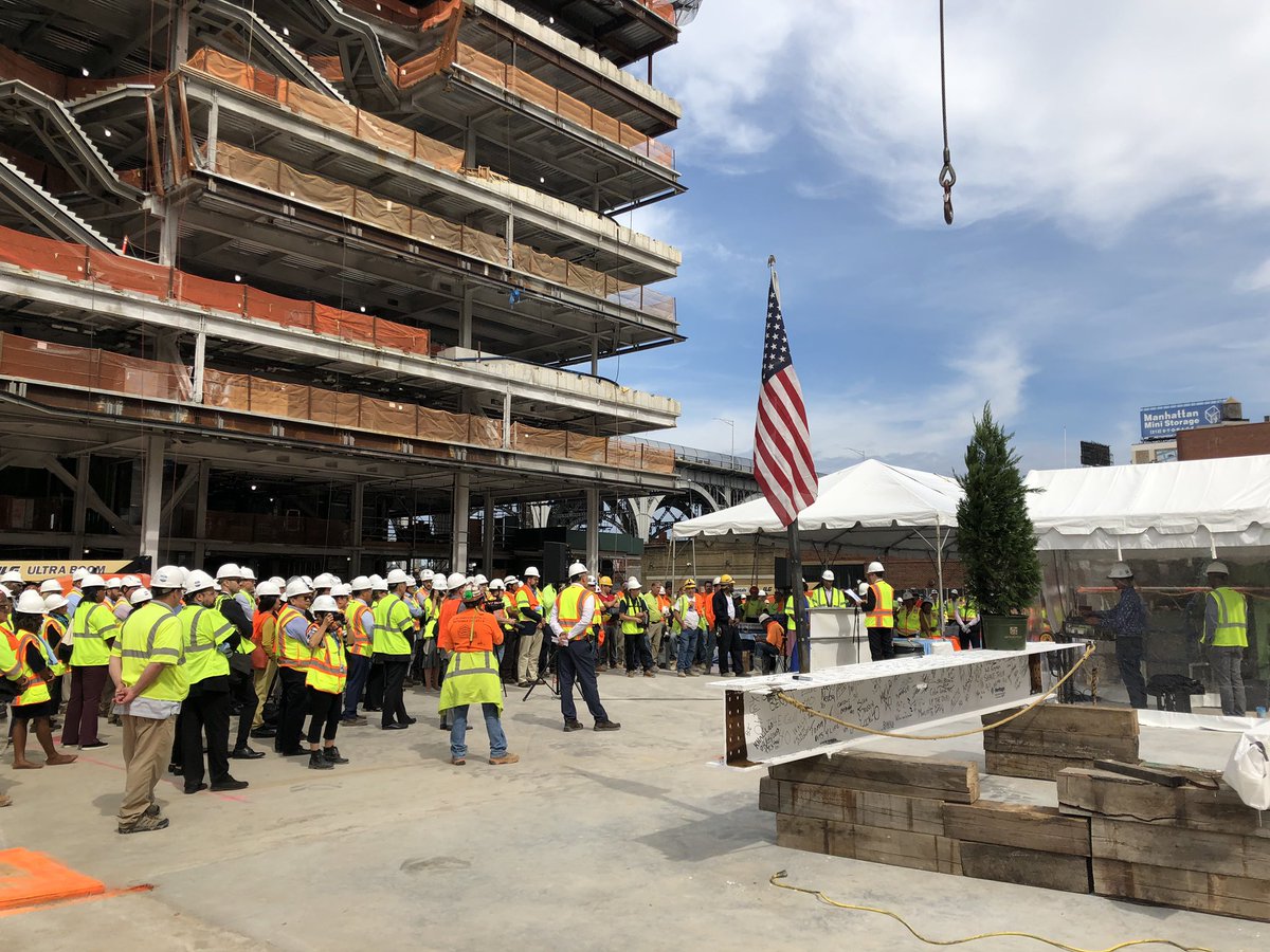 Columbia's tweet photo. Celebrating the topping off of the new @Columbia_Biz home in #Manhattanville! Thank you to everyone, especially the laborers who brought this to life. #cuneighbors https://t.co/YMh0QXbwto