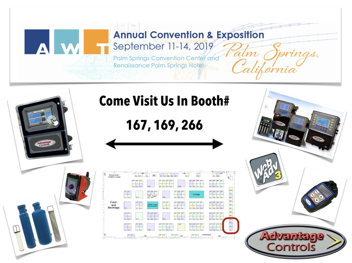 advantagecon's tweet photo. The Annual #AWT Convention &amp; Expo is NEXT WEEK! Can you believe it? Stop by and #GainTheAdvantage for all your water treatment equipment needs!!
#AdvantageControls https://t.co/SzrGDgjnre