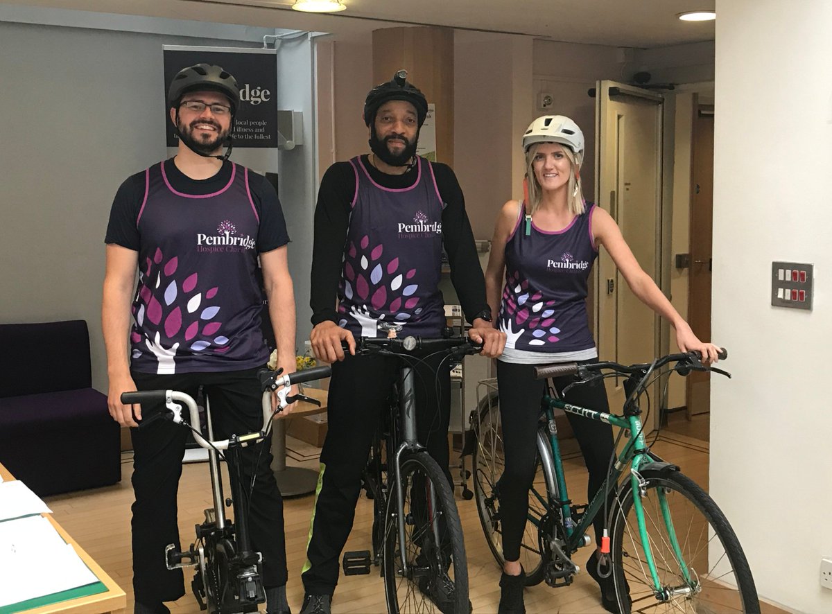 PembridgeLife's tweet photo. A week Sunday Nick and Jen from the hospice are cycling London to Brighton with Norm, whose Mum was cared for by the the team in 2017. They are fundraising to provide 5.5 days of home physio and rehab visits - one for every 10 miles! Read more at https://t.co/NouvsxPAMD https://t.co/tQIO1CdsGE