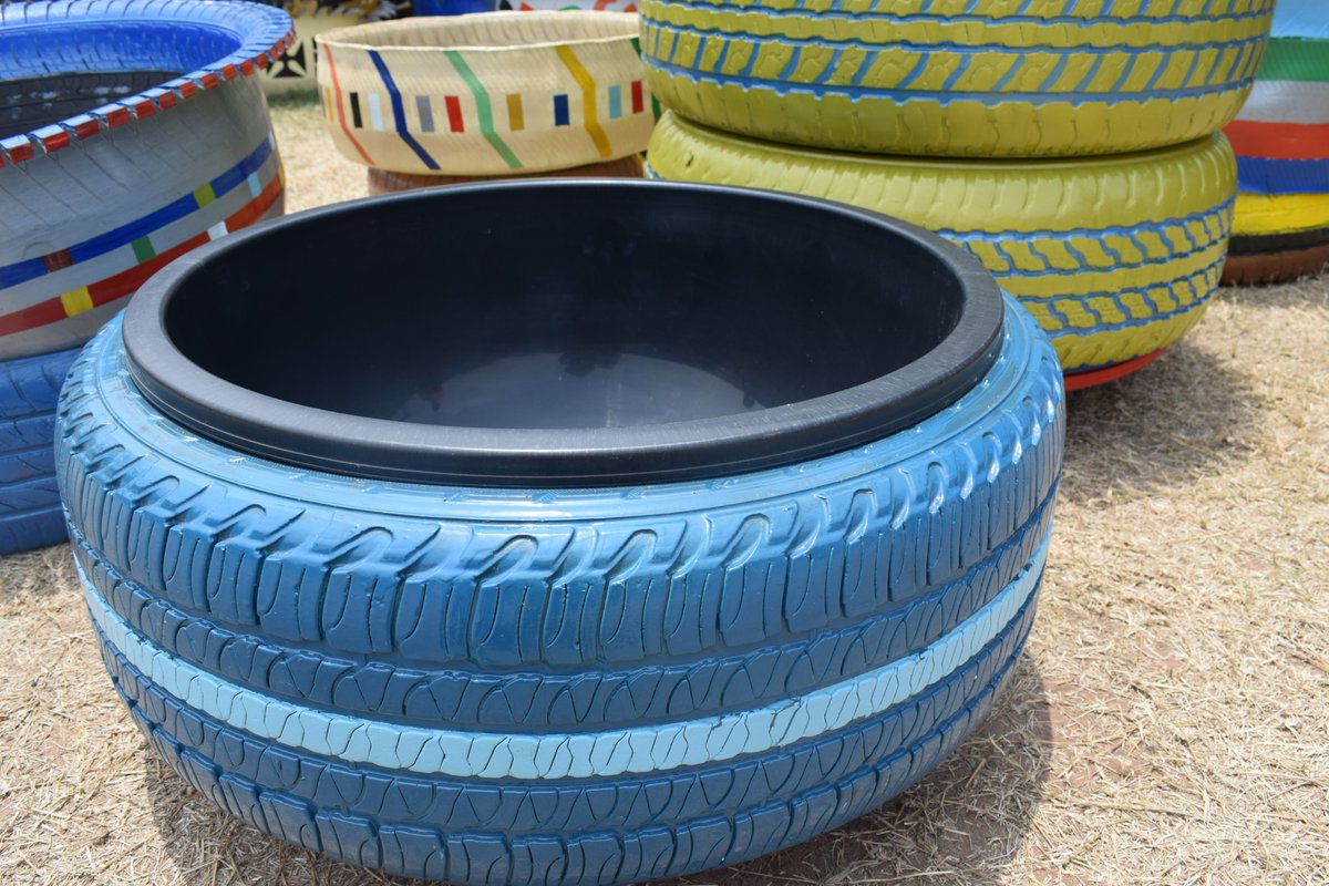 IESS_UG's tweet photo. Care for the Environment? Reduce, Recycle and Re-use! Beautiful Recycled Automobile Tyres (RAT) on display at the #GGFS2019 @gfsghana  
@UnivofGhana @UGPRP @RecycleUpGhana https://t.co/3M5RRJq0Ts