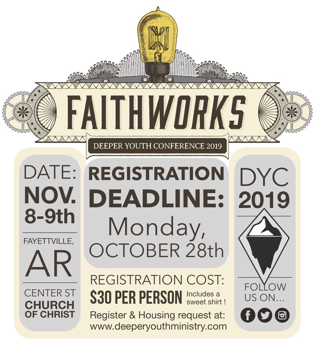 DeeperYM's tweet photo. Group leaders! Put this date in your calendar! Don’t miss the deadline! Start getting your group excited and signed up! More info coming! https://t.co/SPQ9VlWmJ2