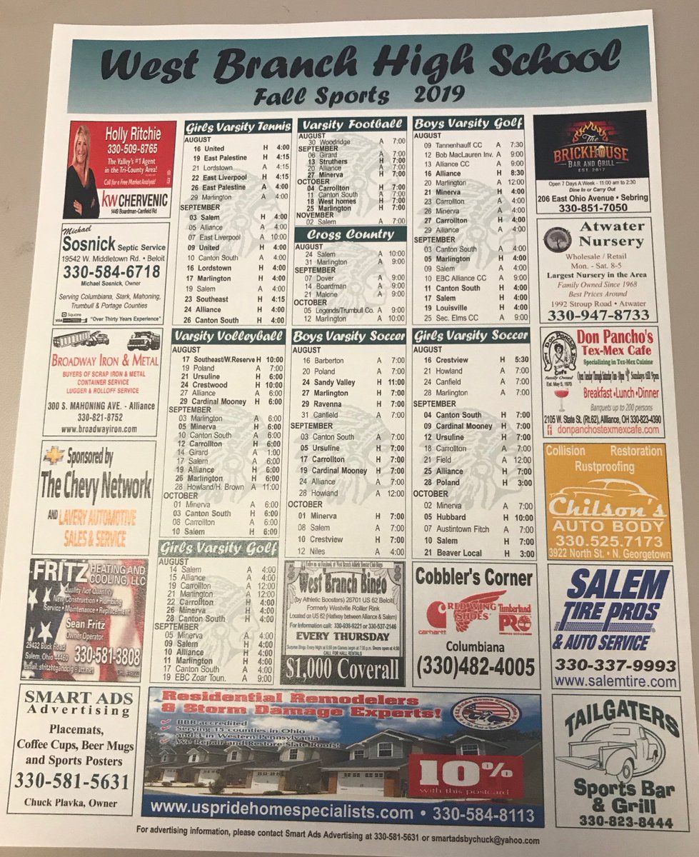 LaveryChevy's tweet photo. Its that time of year again! 🎾⚽️🏈🏐🏌🏻‍♂️
#Lavery in #Alliance is delighted to support the high school Fall Sports program at #WestBranch @MrCoffeeWB https://t.co/Lb6t4WCJpu