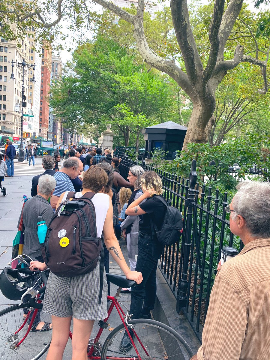 FreedomCityNow's tweet photo. Check out this line of overflowing people waiting at least an hour to testify in front of @NYCCouncil. today’s is the ONLY hearing on the boro-based jail plan. Folks are out here demanding an END to the $11billion plan #NoNewJails #abolitionnow https://t.co/7GxcCxDtKV