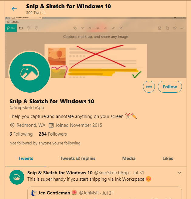 ajmillen's tweet photo. @Windows why when I use the @SnipSketchApp my snips have an orange tint? This just started today. How can I go back to having it snip the original colors? https://t.co/zMMI5vpjBV