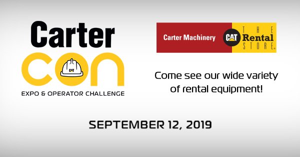 CarterMachinery's tweet photo. Join us for #CarterCon September 12th! We will be showcasing a wide variety of our rental fleet. Rental specialist and industry experts will be on-site to answer your questions! Plus you could win 💲1,000!!  https://t.co/ZJ5uWjblXw https://t.co/VznZm8FQS7