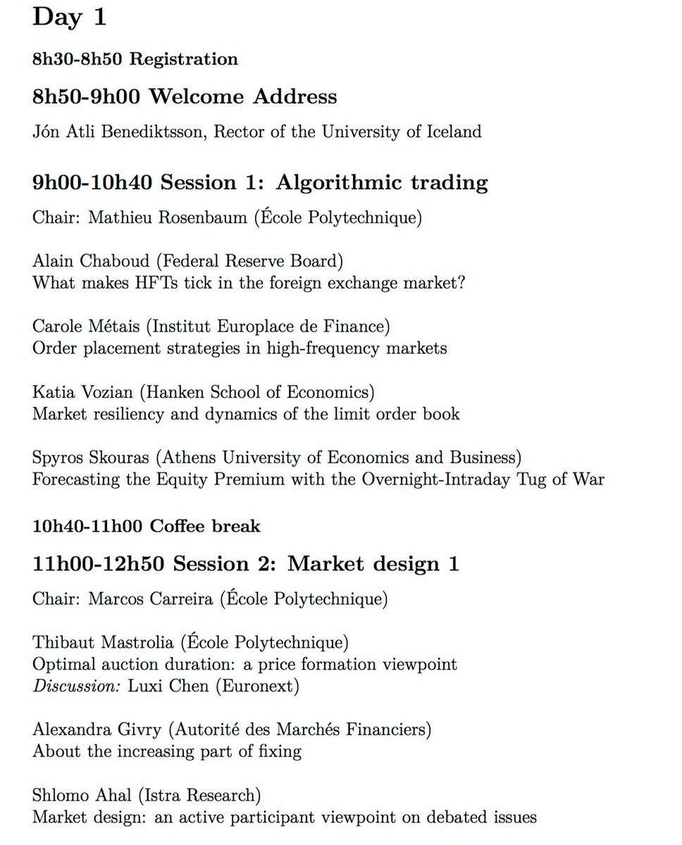 SniperInMahwah's tweet photo. Back on track after a very leave of absence from social networks and market (micro)structure.

At just the right time to give a talk at the “The Regulation and Operation of Modern Financial Markets” conference in Iceland, Day 1: https://t.co/mFRTF79UOd. https://t.co/GEjwLZK18g