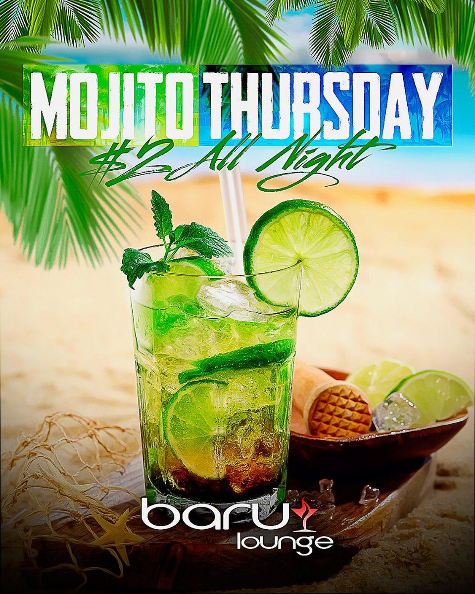 BaruLounge's tweet photo. Every Thursday come and enjoy our delicious mojitos $2 all night long !!
#mojitos #allnight #latinmusic # Thursday #newarknj #barulounge #july https://t.co/RSsudvAJvc