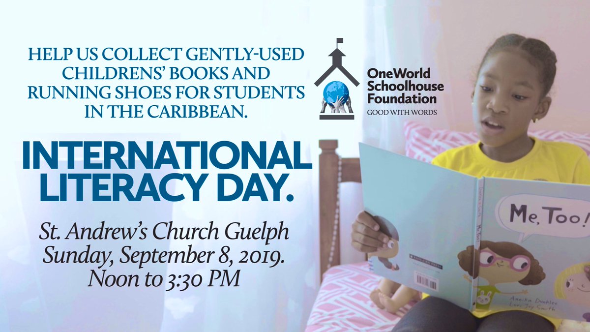 OneWorldSchoolh's tweet photo. Hey #Guelph! Join us on the lawn with our friends @Standrewsguelph this Sunday and help bring more books to kids for #ILD2019 #guelphproud #communitythatcares #dogoodwithwords @CamGuthrie @MikeSchreiner @LloydLongfield @cityofguelph @MercuryTribune https://t.co/8gDZorTCgi
