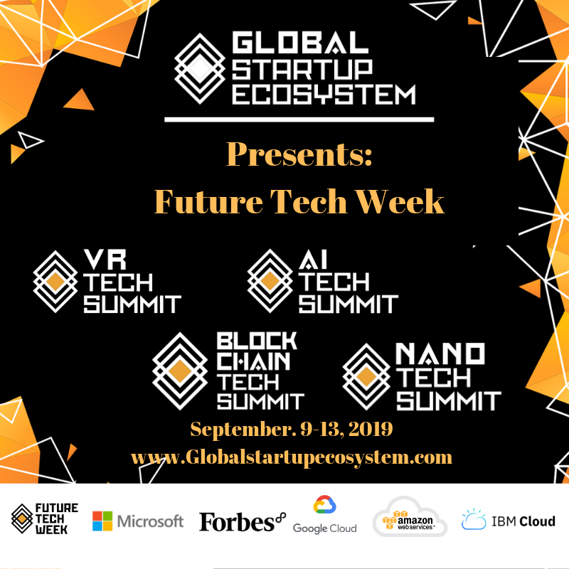 vrtechsummit's tweet image. We are pleased to announce the 2nd annual #FutureTechWeek series presented by hubs.ly/H0kCNr10 where 1000 pioneers will convene @ 11 Times Square. Huge thank you to Microsoft our Platinum Sponsor and Ecosystem partners Forbes, Google Cloud,IBM Cloud,AWS, #futuretech #tech