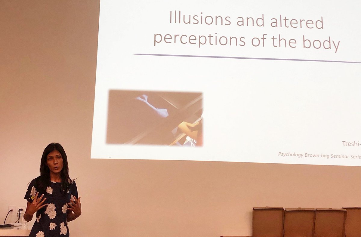 UoRMalaysia's tweet photo. Dr Treshi Perera from the School of Psychology delivered a talk at the Psychology Brown-Bag Seminar Series at James Cook University Singapore on 30th August. Her presentation was entitled ‘Illusions and altered perceptions of the body’.
#uorm #UniofReadingMalaysia #jcus https://t.co/aGdRJ4jyrc