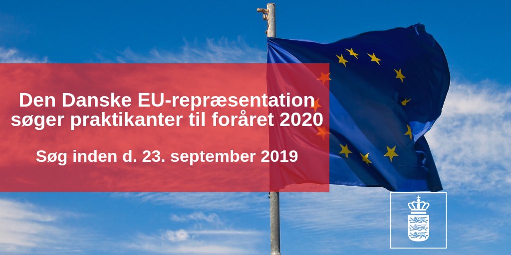 DKinEU's tweet photo. Skal du i #praktik? Vil du have international erfaring på dit CV?🌍🇩🇰🇪🇺Lige nu søger EU-repræsentationen praktikanter indenfor bl.a. klima, udenrigs- &amp; sikkerhedspolitik, økonomi, retligt samarbejde &amp; presse👩‍💻👨‍💻Frist 23.september👉 https://t.co/fg4qFnlRVb #eudk #dkpol https://t.co/dpxr3Nr87y