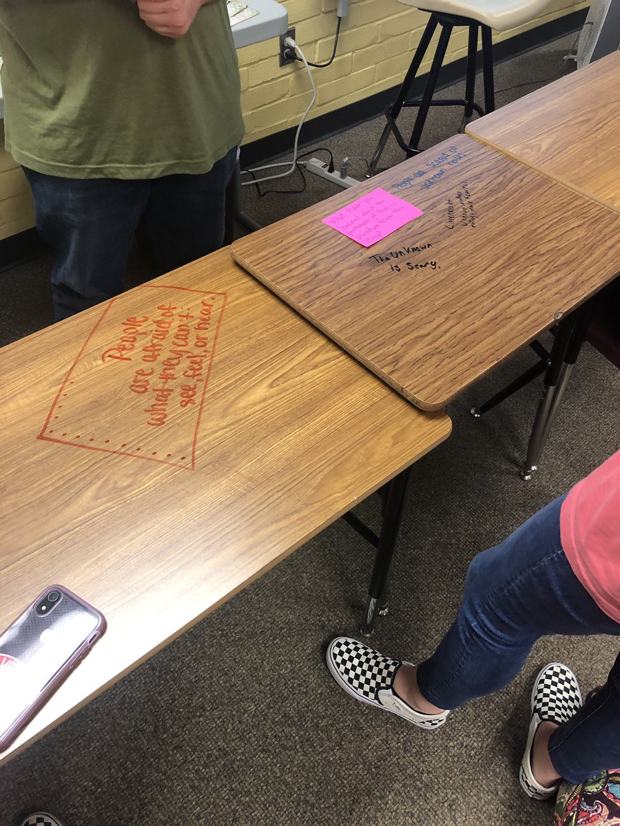 Alma_MsDapson's tweet photo. I absolutely love this activity. Students in Pre-AP English 10 are participating in a silent discussion about “House Taken Over.” I’m always amazed by the in depth responses the students share when doing this activity! #English10 #NCTE https://t.co/eS6xL00Hdx