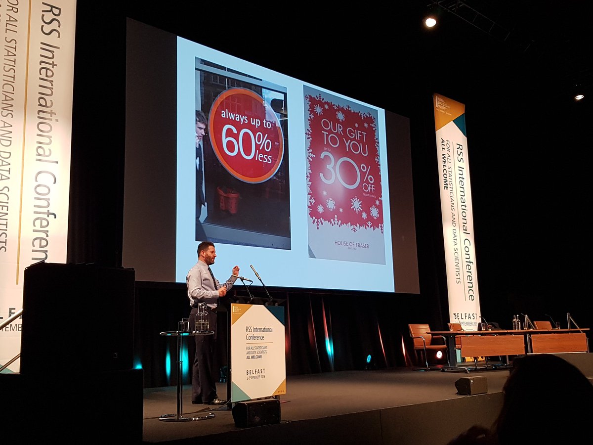 sjn_16's tweet image. Final plenary of #RSSConf2019 from @anthony_reuben 
Beware of &apos;up to&apos; (especially if it is in size 6pt font!) 60% less or 0% less? Look for the non selected lines for a better deal and who knows how many BBC managers earn any amount!