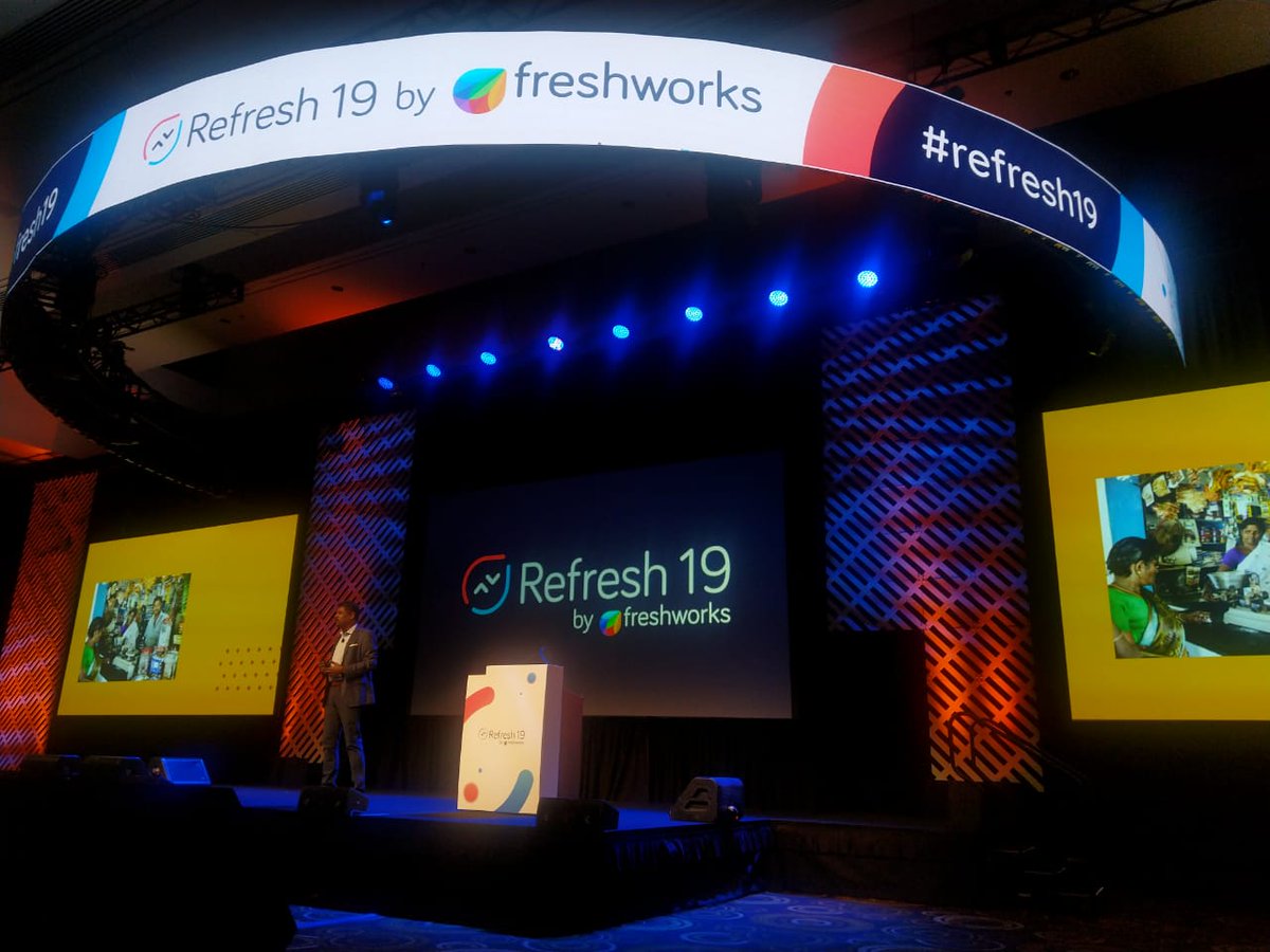 FreshworksInc's tweet image. &quot;Design thinking will ensure your products are usable by a wider audience.&quot;- @mrgirish 

#Refresh19 #DemocraticDesign #ExperienceMatters