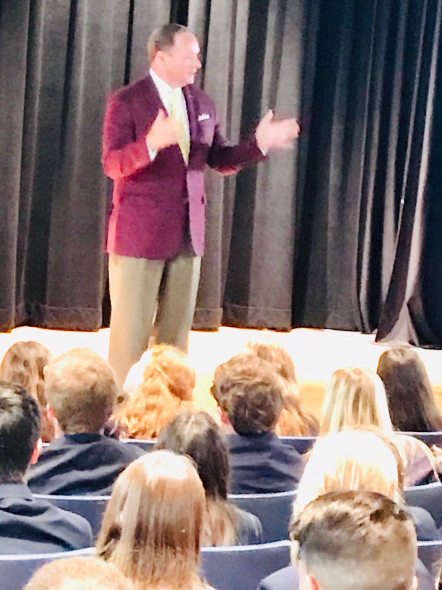 sidsalter's tweet photo. MSU President Mark Keenum spoke to juniors and seniors at Saint Patrick High School in Biloxi today about the myriad of exciting opportunities that await them at Mississippi State University.#WeRing True https://t.co/OQsbSp4XMf