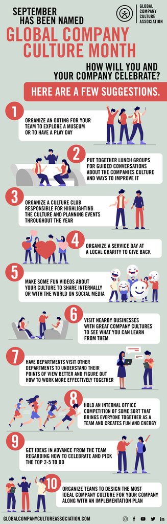 GCompanyCulture's tweet image. Happy Global Company Culture Month!
Leave a Comment letting us know how you and your team are celebrating this month 

#GlobalCompanyCultureMonth #companyculture #workevolution #companyculturemagazine #GCCA  #workplace #employeeengagement #leadership #officelife #workplaceculture