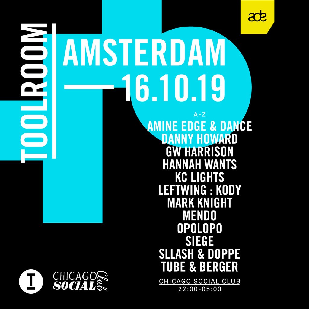toolroomrecords's tweet photo. Amsterdam Dance Event just wouldn't be the same without the #ToolroomFamily... And we are BACK once again!  See you at @socialclub1923 on Wednesday 16th October! A huge showcase of Toolroom talent + special guests... 💛 Tickets: https://t.co/0SDYZ7rFyS https://t.co/NjZYqxmYCJ