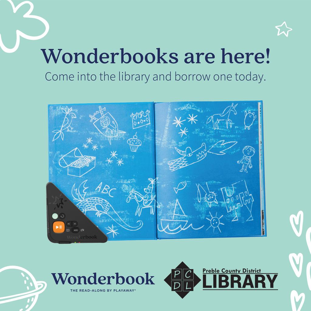 PrebleLibrary's tweet photo. NOW at your Library! Wonderbooks are children’s books with a ready-to-play audiobook already inside. Take one off the shelf and press play. It’s never been more fun to read along. Borrow one today👉 https://t.co/q9ck2I5gZ1 @wearefindaway #MoreWonderbook #PCDLib #preble https://t.co/CsKZZOyLrz