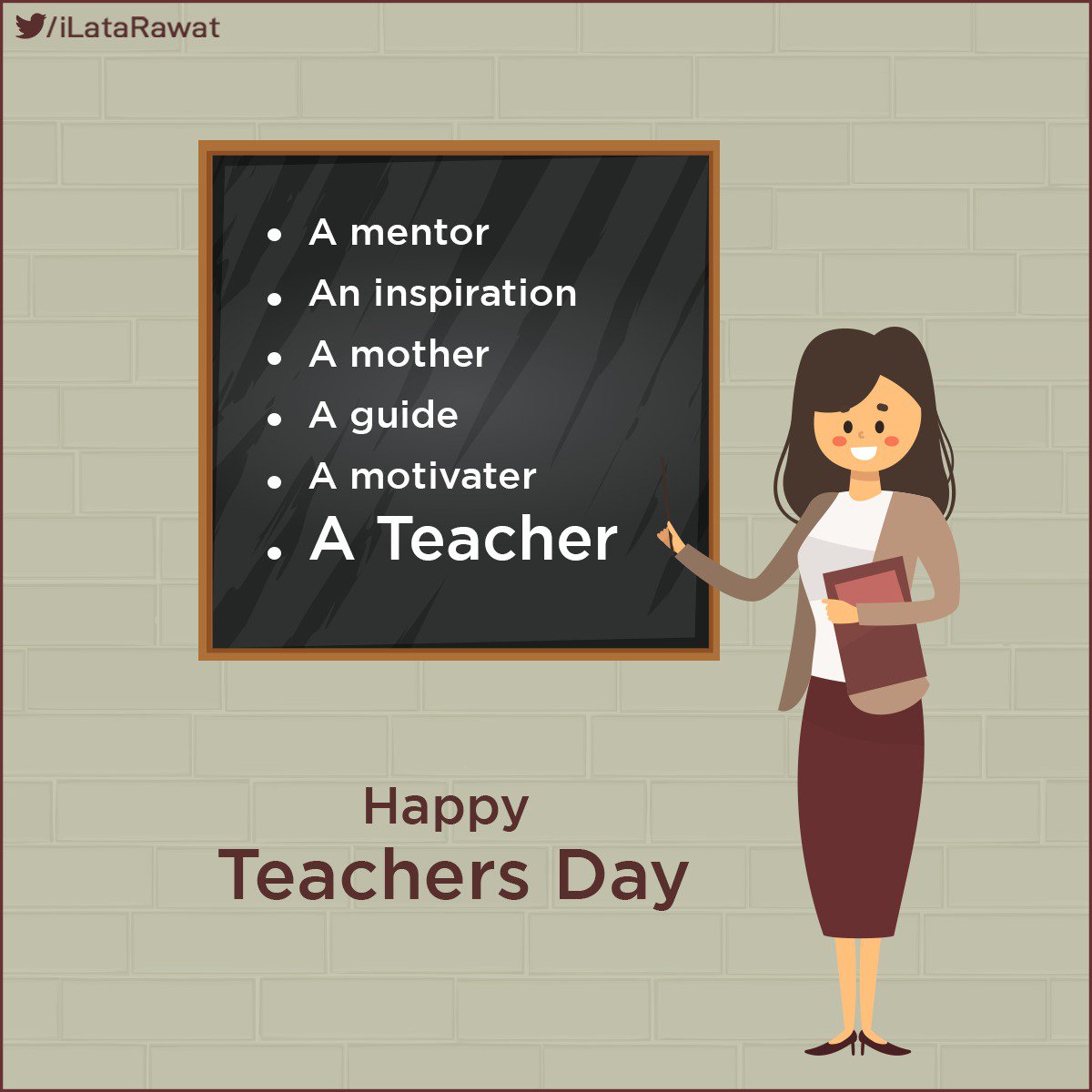 iLataRawat's tweet photo. To all the talented and hard-working teachers around the world!
To our unsung heroes!

Happy Teacher's Day.

#HappyTeachersDay #Education #Recognition #Talented #HardWorking #Important #UnsungHeroes https://t.co/Zg4E7pq1N5
