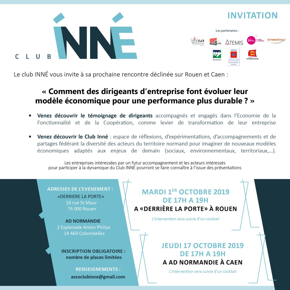 "Comment des dirigeants d'entreprise font évoluer leur modèle économique pour une performance plus durable ?"
<a href="/ClubInne/">Club INNÉ</a> vous invite à sa prochaine rencontre déclinée sur Rouen et Caen <a href="/laurentfussien/">laurent fussien</a> <a href="/jmthouvignon/">J-M THOUVIGNON</a> #isabelleboulaire
