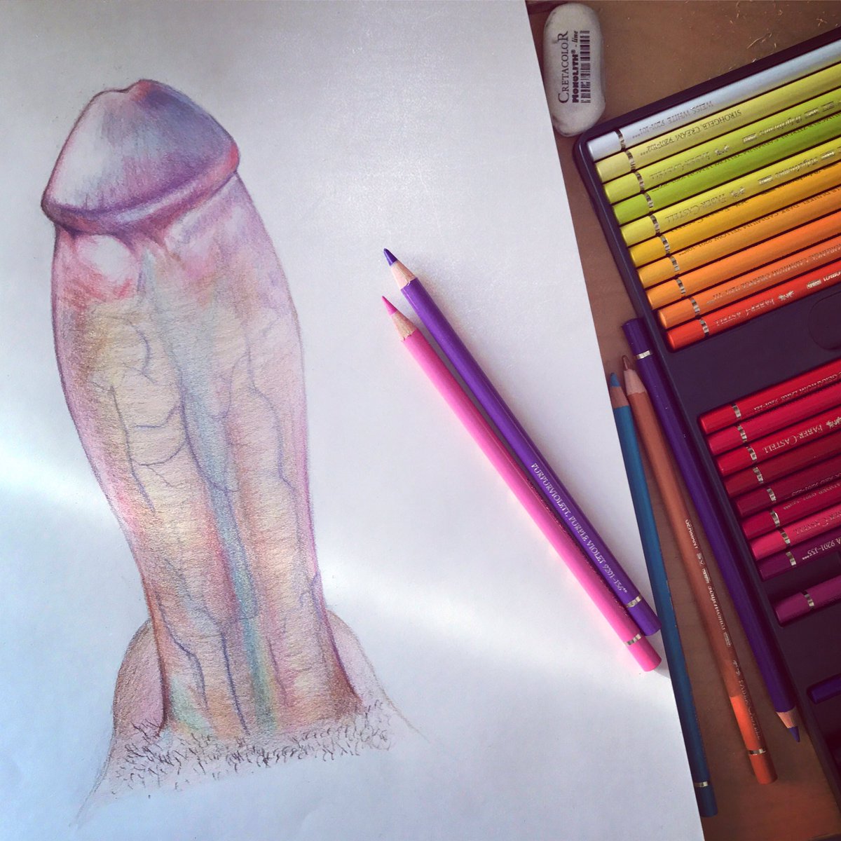 The Penis Portrait artist's work station - where I'm usually hard at work 🎨🍆Place your commission today 👌👍🏻😍#penisportrait Penises are drawn to life size! Today I've been working on Wide Dick Derek 😍🤤<a href="/ScottishHung/">Hung Scottish Guy</a>