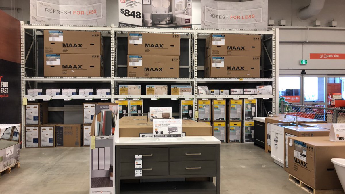HomeDepot7233's tweet photo. Make quick affordable updates to your home that will have a big impact on the look of your bathroom or kitchen refresh. Shop our #refreshforless event in-store or @HomeDepotCanada online at https://t.co/rAN6XFKNBF to create that statement. https://t.co/SEdepNyS7J