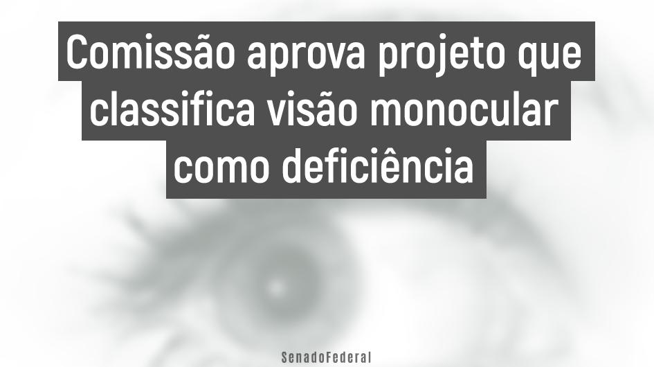 Resultado de imagem para VISÃO MONOCULAR COMO DEFICIÊNCIA"