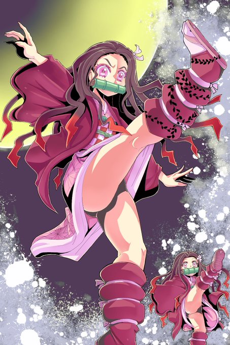 みつろう【skeb募集中です】さんがTwitterに投稿した竈門禰豆子(鬼滅の刃)のイラスト。