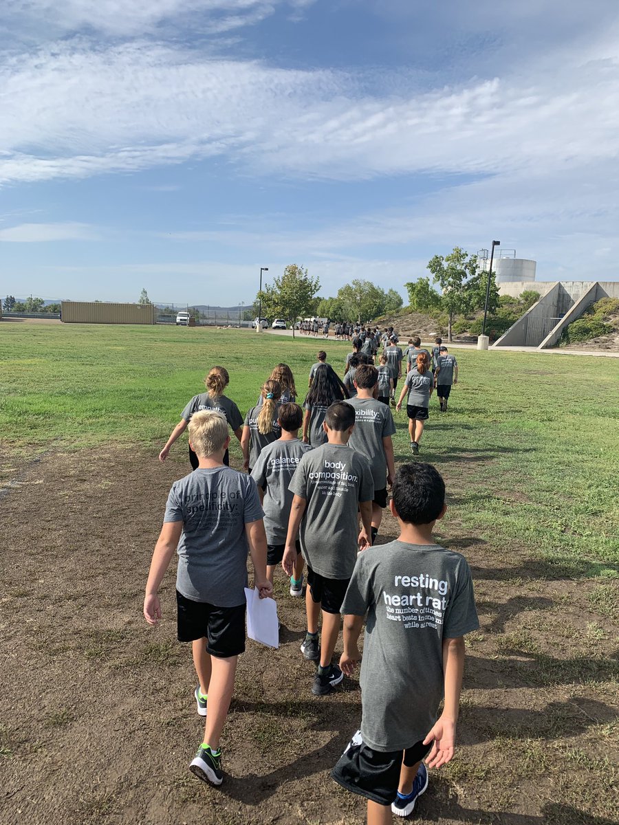 coachsandsmark's tweet photo. We were able to sneak outside for one block today! Followed up our #everybodywalk documentary with a #mindfulwalk. Ss were asked to maintain good posture &amp; focus on their 5senses at work. #physed #heatadvisory #walkingcurriculum @PowayUnified @BobcatsBHMS @MrsB_PhysEd https://t.co/RmT6UUP6Fx