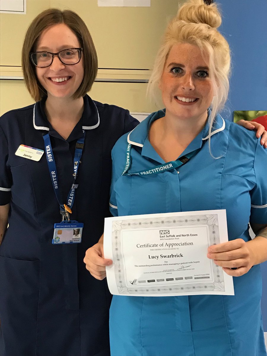 manju_markose's tweet photo. Congratulations to Sepsis star award winner of September-Lucy Swarbrick Assistant Practitioner of Kesgrave ward .Lucy identified Sepsis symptoms on a patient and alerted the medical team ⁦@jennymay8631⁩ ⁦@ESNEFT⁩ @lisa booth @karen Magill https://t.co/84DhmorPpq