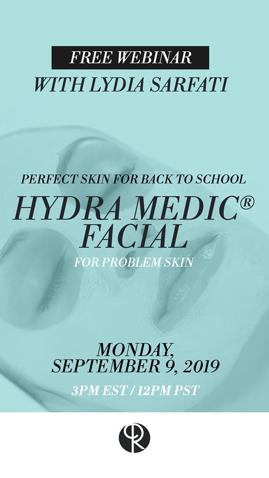 Repechage's tweet image. #Estheticians: Have you registered for our Hydra Medic webinar hosted by Lydia Sarfati yet? ✨ Learn how to deal with problem skin and provide your clients with the results they're looking for. Register here: buff.ly/326Tdca #problemskin #skincare #estheticians