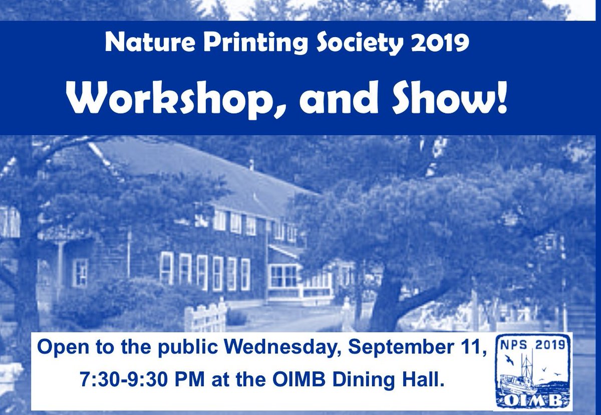 CoosArtMuseum's tweet photo. The public is invited to meet the Nature Printing Society artists and view their work, much of which will be for sale, at their Members’ Market on Wednesday, September 11, 7:30-9:30 PM in the OIMB Dining Hall. #artclass #naturelovers #printmaking #oregoncoast #charlestonoregon https://t.co/W9LfGuczCh