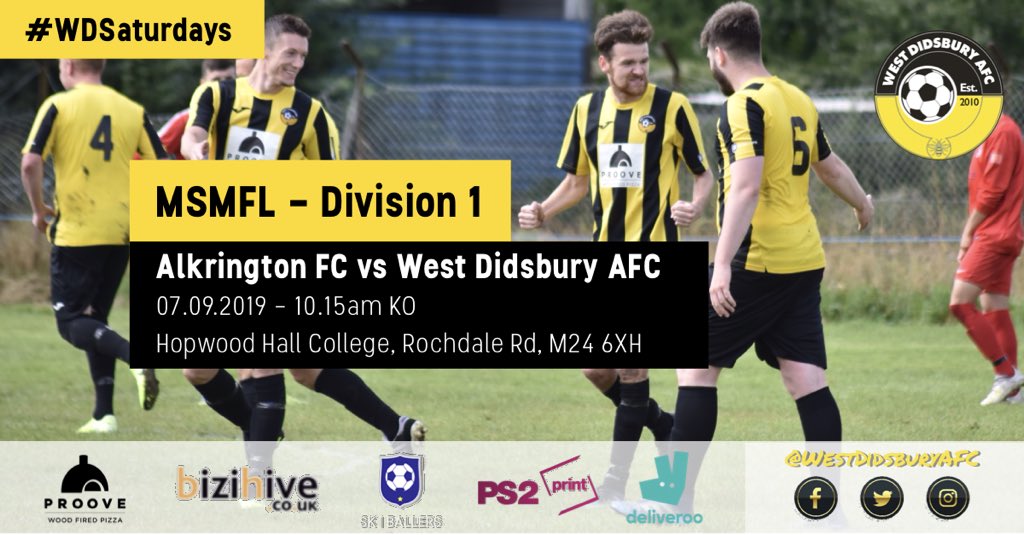 WestDidsburyAFC's tweet photo. This weekend both of our teams get their league season underway. 
The Saturday team travel to North Manchester to take on a strong  @AlkringtonFc 

🆚 Alkrington FC
🏆 MSMFL, Division 1
🗓 Saturday 7th September
🕚 10.15am KO
📍Hopwood Hall College, M24 6XH

💛🖤 https://t.co/pN9Tb3zQlv