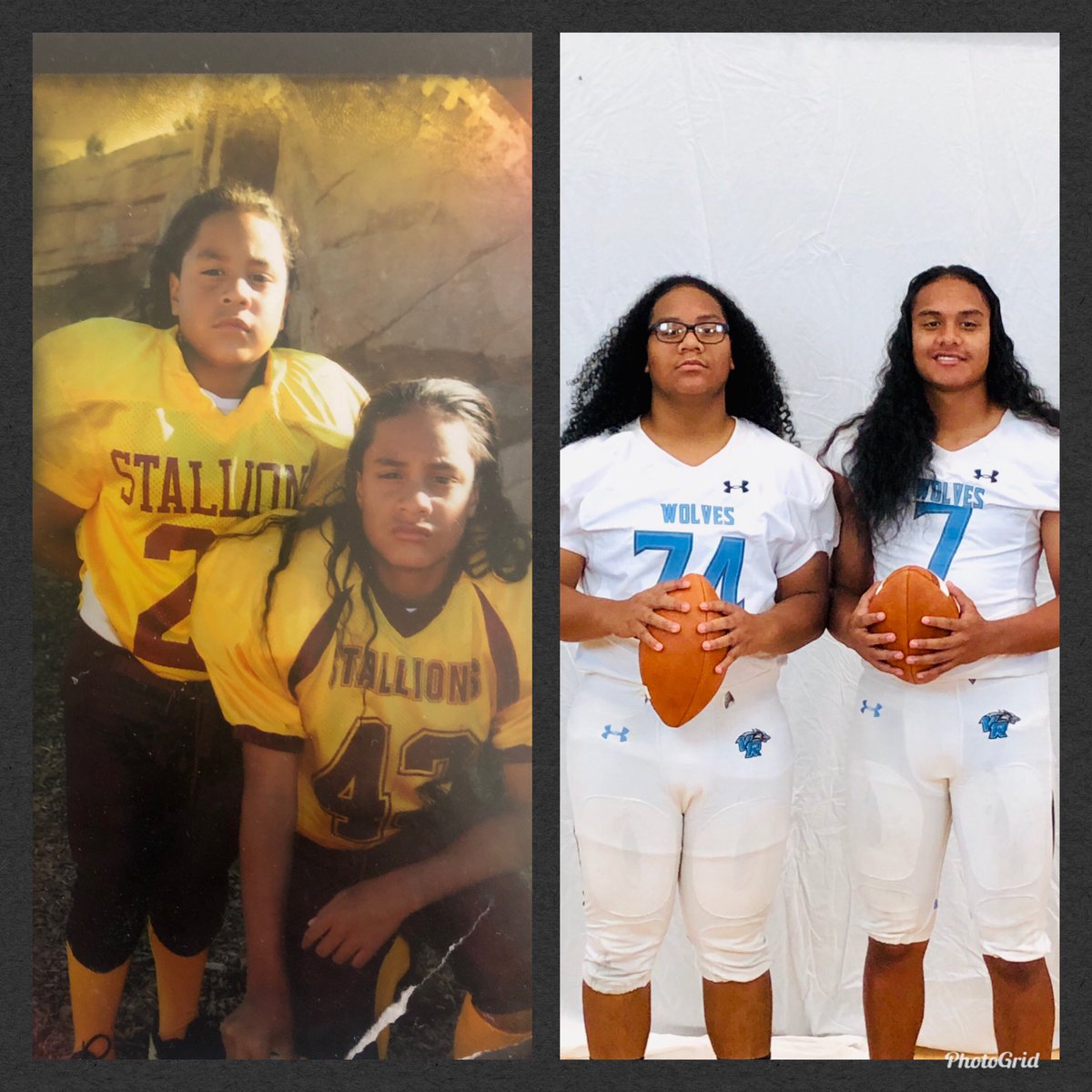 IsaiahTalapu's tweet photo. #TBThursday my little uso @IsaacTalapu then and now ๐๐ฝ ready for our 1st game of the season #FridayNightLights #7 #74 #WeReady #VRHS #WeareVR #usosforlife #Humbleandready #readytoeat @MyRecruitBoard @_HeadsUpRecruit @CoachJCauley @FbVrhs @VRHS_Athletics https://t.co/Es88BczzDc
