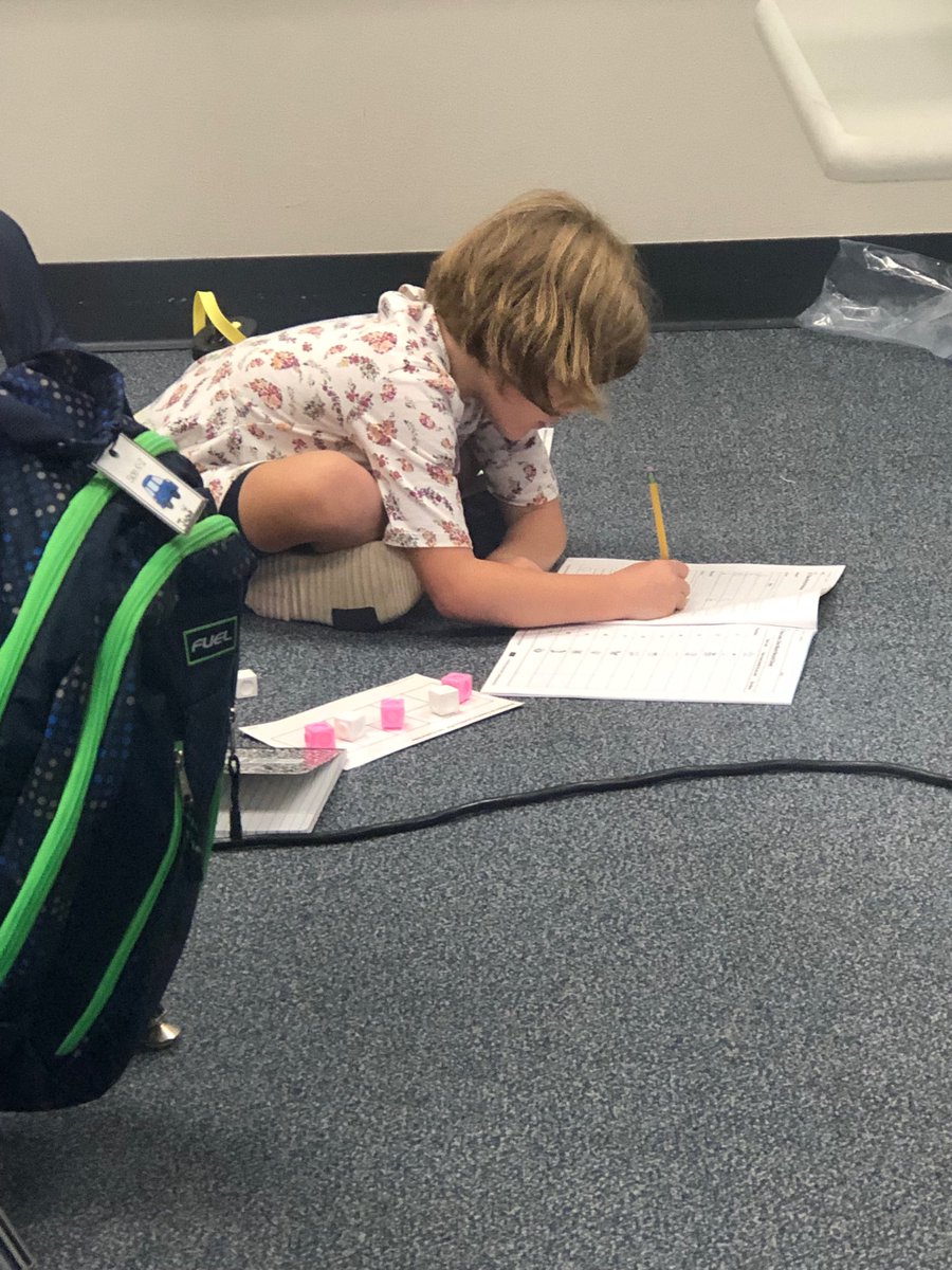 Students are using a ten frame and manipulatives to build 10 in a variety of ways.  Did you know if you cover the entire ten frame with cubes, the easy equation is 10+0=10! #1LISD