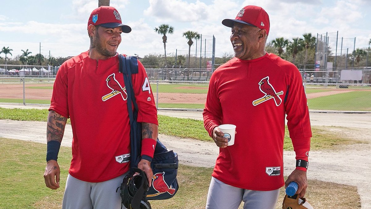 Cardinals's tweet photo. Yadi has tied Ozzie for 7th all-time in #STLCards history with 1,944 career hits. 🐐 https://t.co/xk0XZ0HbMF