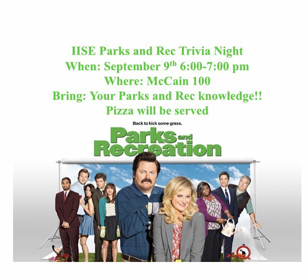 IISEmsstate's tweet photo. Interested in IISE? Come out to Trivia night on September 9th at 6 pm. https://t.co/8Ekr6PsF5p