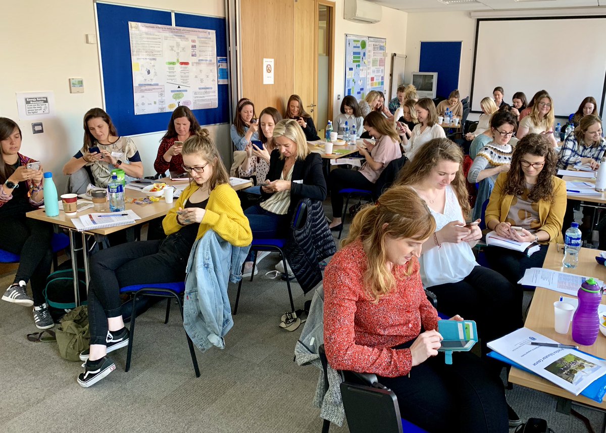 Thank you to all the SLTs who attended today’s @ClinSpeechTCD Practice Educator course. Lucky students who are allocated placements in their settings. Here they are furiously competing in the end-of-course online quiz! #practiceeducation