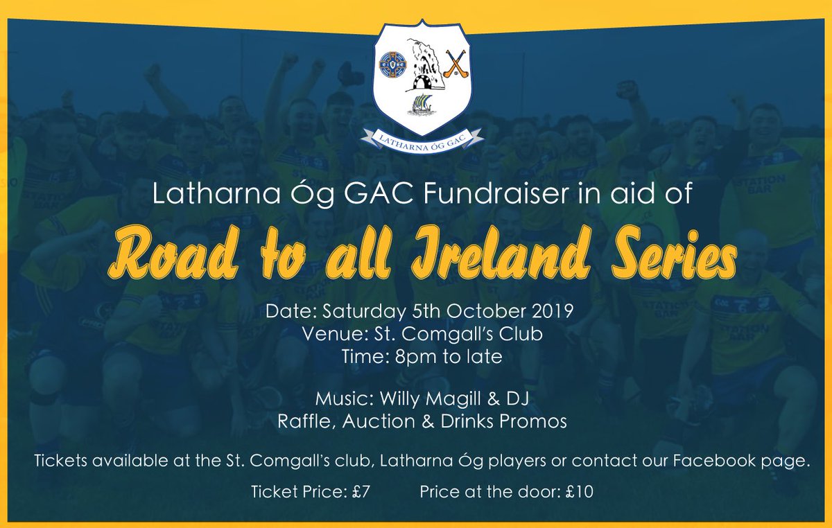 LIMITED AVAILABILITY tickets! 
Proceeds towards getting team to the All Ireland Series! PM us and secure yours today! 
Fáilte roimh chách