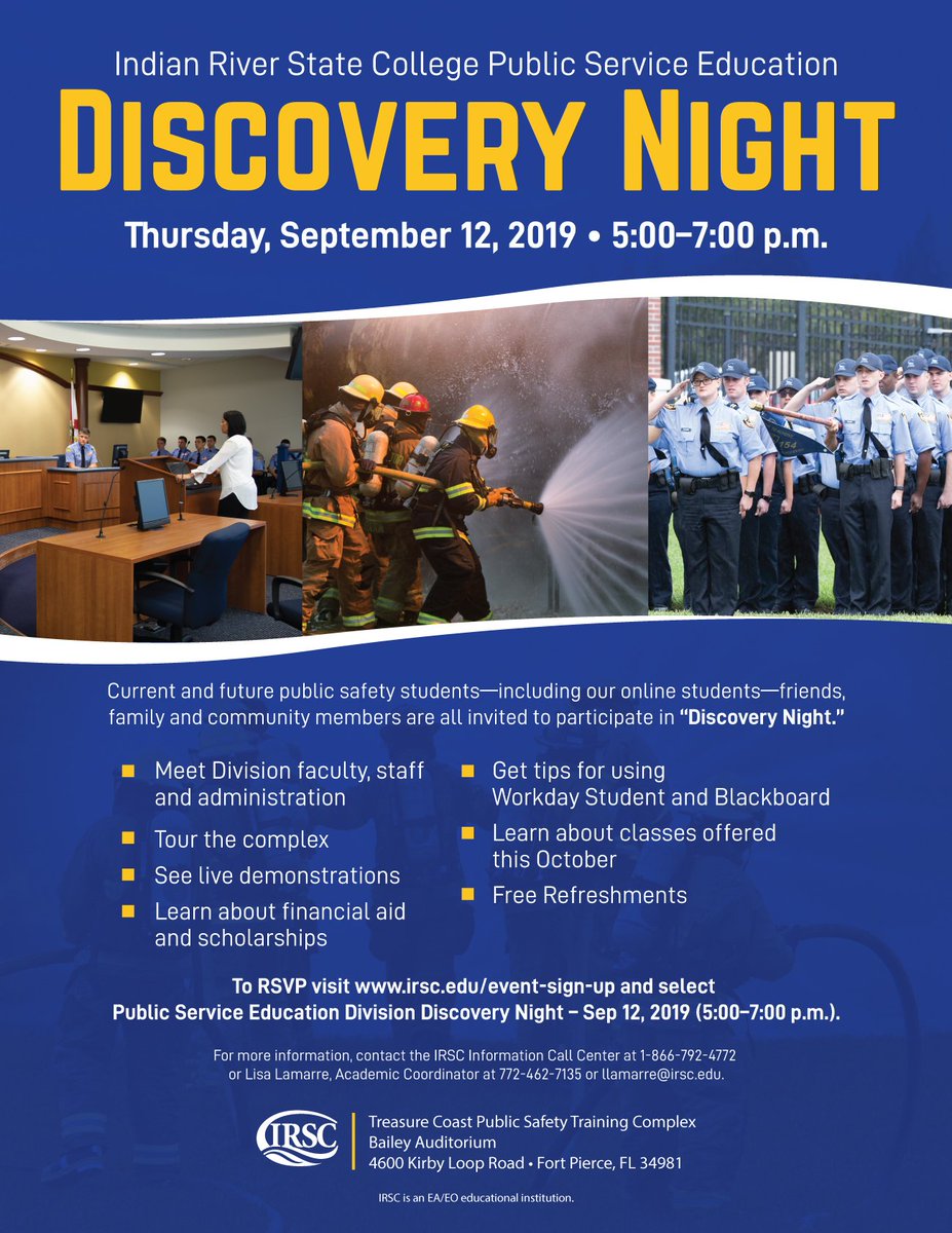 IRSCTheRiver's tweet photo. Join us September 12 to learn about programs and careers in Criminal Justice, Law Enforcement, Fire Science, Emergency Management, Public Administration, Human Services, and Legal Assisting! #EducateEmpowerExcel #FLWorkforceEngine https://t.co/x5cMwEklx6