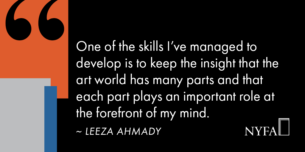 nyfacurrent's tweet photo. Being an artist involves several tasks outside of art-making. How does one make it work? Leeza Ahmady, Director of #ACAW, suggests a holistic approach. More advice here: https://t.co/KPXA4jwAmW #IAPInterview https://t.co/1cO6NQ2mxV